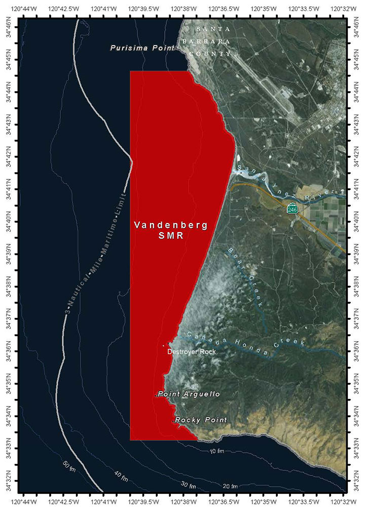 Map of Vandenberg State Marine Reserve - click to enlarge in new tab